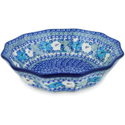 Polish Pottery Fluted Bowl 9&quot; Wedding Bouquet UNIKAT