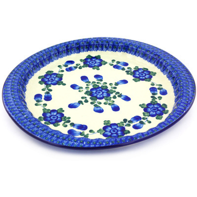 Polish Pottery Fluted Oval Platter 13&quot; Blue Poppies