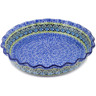 Polish Pottery Fluted Pie Dish 10&quot; Artistic Boho