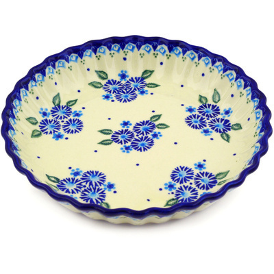 Polish Pottery Fluted Pie Dish 10&quot; Aster Patches