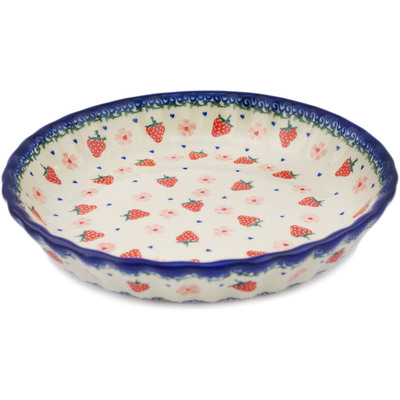 Polish Pottery Fluted Pie Dish 10" Berry Blossom