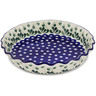 Polish Pottery Fluted Pie Dish 10&quot; Bleeding Heart Peacock