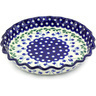 Polish Pottery Fluted Pie Dish 10&quot; Bleeding Heart Peacock