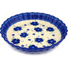 Polish Pottery Fluted Pie Dish 10&quot; Bleu-belle Fleur