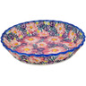 Polish Pottery Fluted Pie Dish 10&quot; Blossoming Purple Harmony UNIKAT