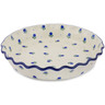 Polish Pottery Fluted Pie Dish 10&quot; Blue Buds