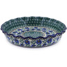 Polish Pottery Fluted Pie Dish 10&quot; Blue Chicory