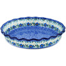 Polish Pottery Fluted Pie Dish 10&quot; Blue Joy