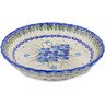 Polish Pottery Fluted Pie Dish 10" Blue Pansy