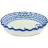 Polish Pottery Fluted Pie Dish 10&quot; Blue Spring Swallow