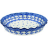Polish Pottery Fluted Pie Dish 10&quot; Blue Twigs