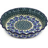 Polish Pottery Fluted Pie Dish 10&quot; Blue Violets