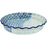 Polish Pottery Fluted Pie Dish 10&quot; Blue Wave UNIKAT