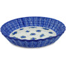 Polish Pottery Fluted Pie Dish 10&quot; Blueberry Dreams