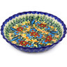 Polish Pottery Fluted Pie Dish 10&quot; Bold Poppies UNIKAT