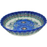 Polish Pottery Fluted Pie Dish 10&quot; Cobalt Petal Parade UNIKAT