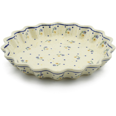 Polish Pottery Fluted Pie Dish 10&quot; Country Meadow