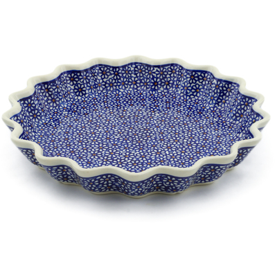 Polish Pottery Fluted Pie Dish 10" Daisy Dreams