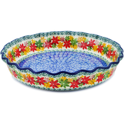 Polish Pottery Fluted Pie Dish 10&quot; Fall Vibes