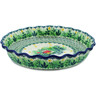 Polish Pottery Fluted Pie Dish 10&quot; Green Tranquility UNIKAT