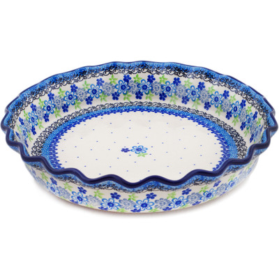 Polish Pottery Fluted Pie Dish 10&quot;