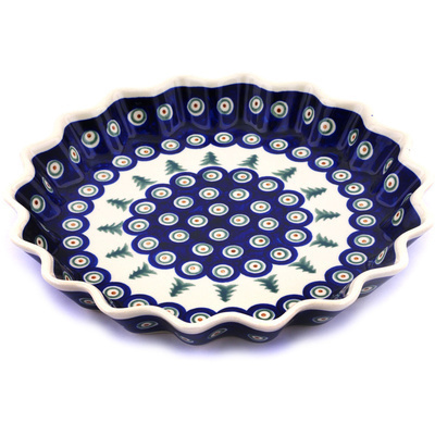 Polish Pottery Fluted Pie Dish 10&quot;
