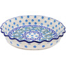 Polish Pottery Fluted Pie Dish 10&quot; Heart Vines
