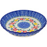 Polish Pottery Fluted Pie Dish 10&quot; Hibiscus Haven