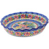 Polish Pottery Fluted Pie Dish 10&quot; Hummingbird Meadow UNIKAT