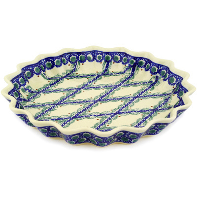 Polish Pottery Fluted Pie Dish 10&quot; Ivy