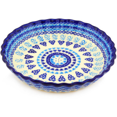 Polish Pottery Fluted Pie Dish 10&quot; Love Circle