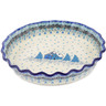 Polish Pottery Fluted Pie Dish 10&quot; Magical Night UNIKAT