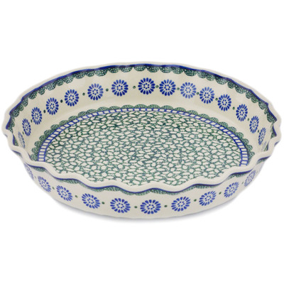 Polish Pottery Fluted Pie Dish 10&quot; Maia