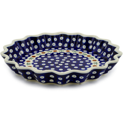 Polish Pottery Fluted Pie Dish 10&quot; Mosquito
