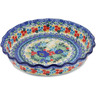 Polish Pottery Fluted Pie Dish 10&quot; Motherland Garden UNIKAT
