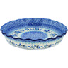 Polish Pottery Fluted Pie Dish 10&quot; Owl Kingdom UNIKAT