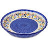 Polish Pottery Fluted Pie Dish 10&quot; Pastel Spring Wreath