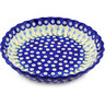 Polish Pottery Fluted Pie Dish 10&quot; Peacock Tulip Garden