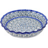Polish Pottery Fluted Pie Dish 10&quot; Petite Blue Vine