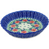 Polish Pottery Fluted Pie Dish 10&quot; Poppies Obsession UNIKAT