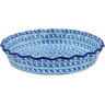 Polish Pottery Fluted Pie Dish 10&quot; Sea Wave
