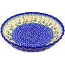 Polish Pottery Fluted Pie Dish 10&quot; Spring Flowers