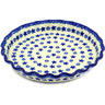 Polish Pottery Fluted Pie Dish 10&quot; Stars And Fireworks