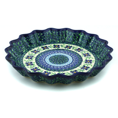 Polish Pottery Fluted Pie Dish 10&quot; Sweet Violet