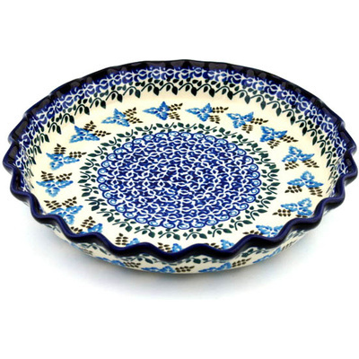 Polish Pottery Fluted Pie Dish 10&quot; Tuscan Vines