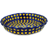 Polish Pottery Fluted Pie Dish 10&quot; Yellow Dots