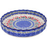 Polish Pottery Fluted Pie Dish 11&quot; Crimson Bells