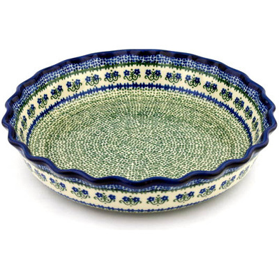 Polish Pottery Fluted Pie Dish 11&quot; Fanciful Daisy