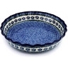 Polish Pottery Fluted Pie Dish 11" Polka Dot Daisy