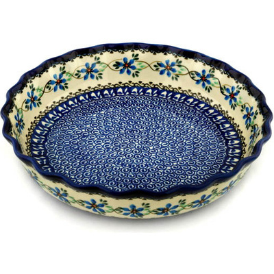 Polish Pottery Fluted Pie Dish 11&quot; Shady Spring